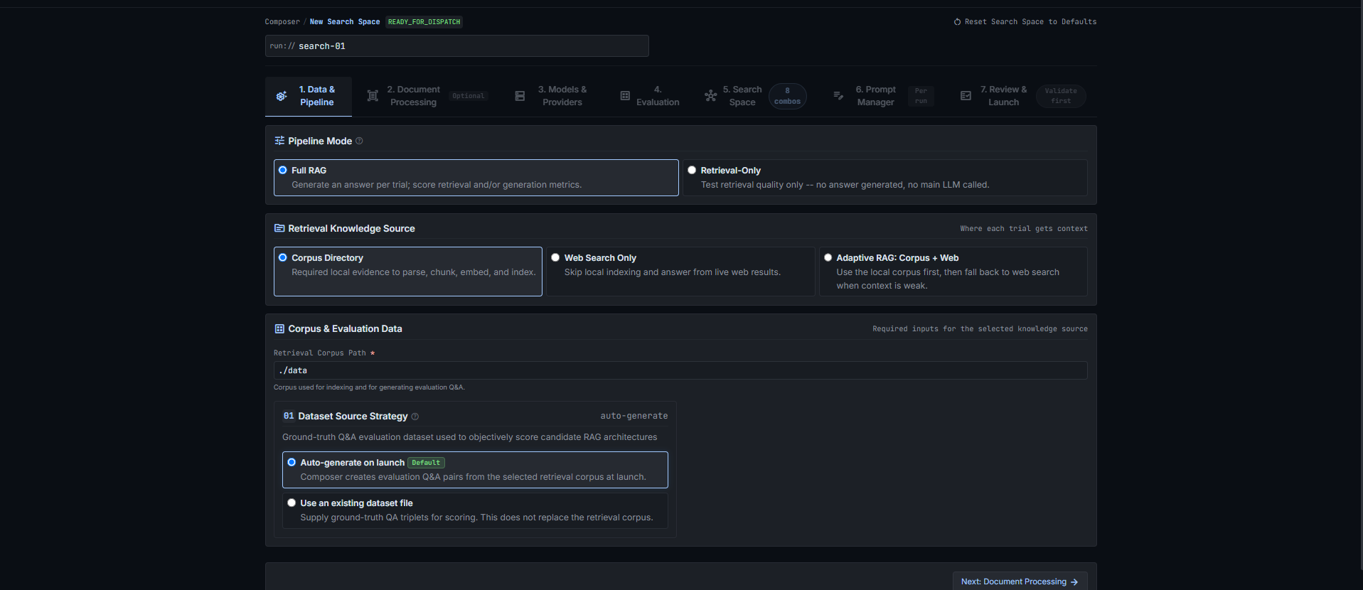 1. Data and Pipeline Configuration